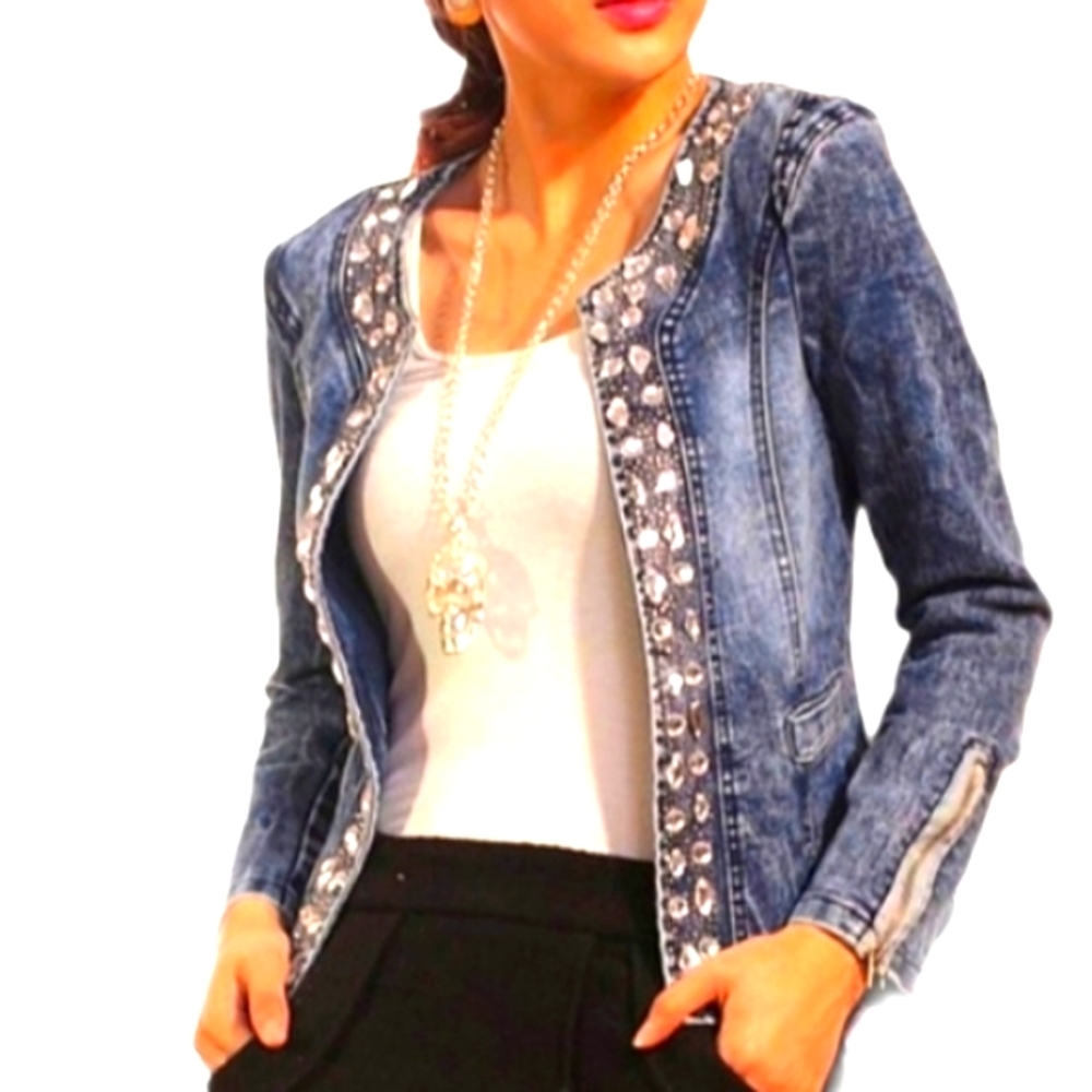 Mennecy high Quality Denim fashion open Jacket